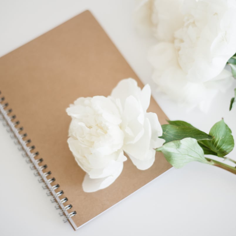 flower and notebook